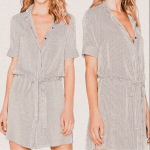 Bailey 44 Light Gray Striped Shirt Dress